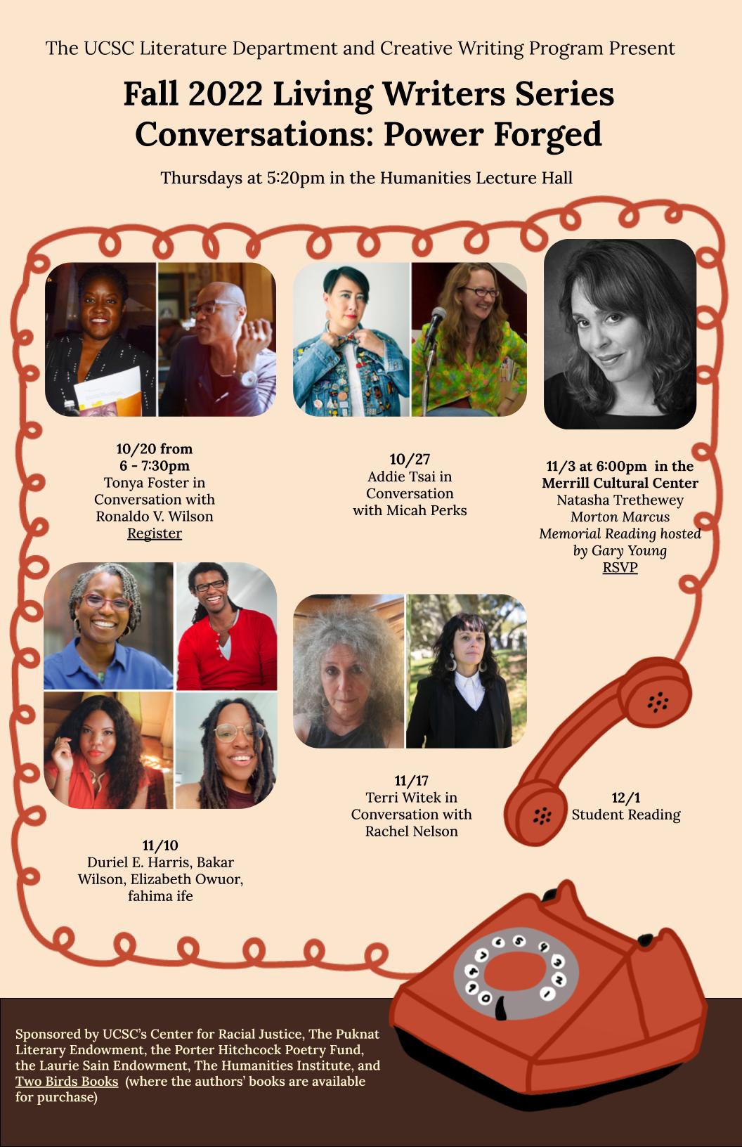 The UCSC Literature Department and Creative Writing Program Present the fall 2022 Living Writers Series.