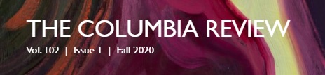 The Columbia Review Logo with a purple swirling background